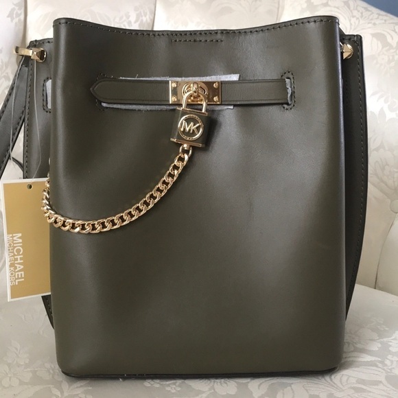Brand New Michael Kors Genuine Leather Olive Hamilton Legacy Messenger Bag Purse - Picture 2 of 16